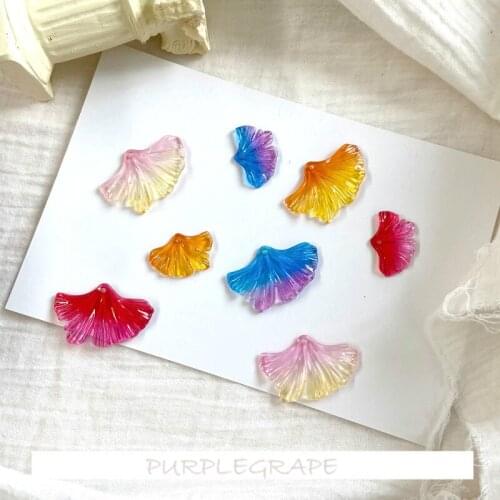 Original Handmade DIY Earrings Ear Pendant Resin Material Artistic Mori Cool Retro Ginkgo Leaf Shape Pendant 10pcs