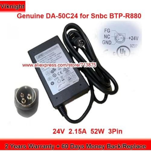 Genuine APD DA-50C24 24V 1.5A AC Adapter for Snbc BTP-R880 DA50C24 3 Pin Power Supply