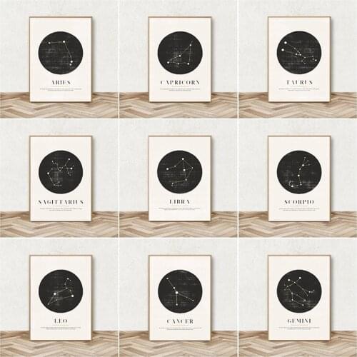 Nordic Constellation Nursery Canvas Poster Prints Astrology Sign Minimalist Geometric Painting Kids Wall Art Pictures Decoration