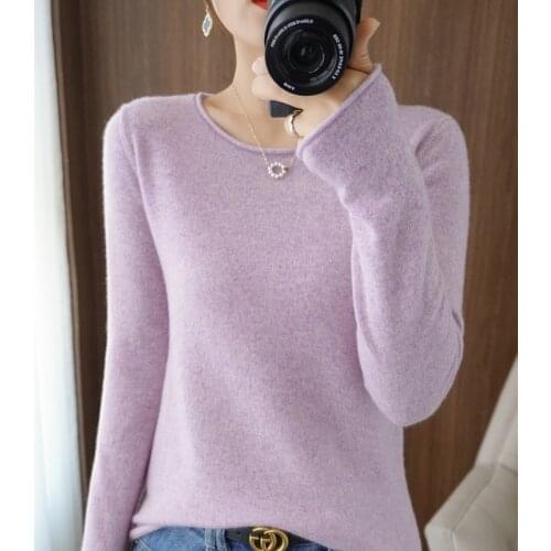 SZDYQH 100% Pure Wool Sweater Women Pullover 2021 Autumn Winter New O-Neck Warm Soft Knitted Pullover Female Solid Casual Jumper