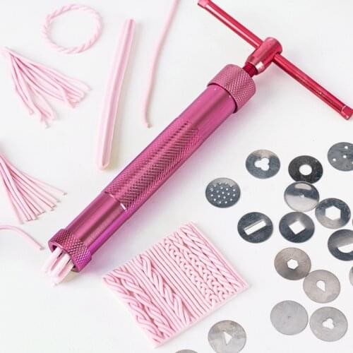 Rotary Squeezer Rose Red Durable Squeeze Mud Gun for Kitchen Fondant Cake DIY Mold Tool