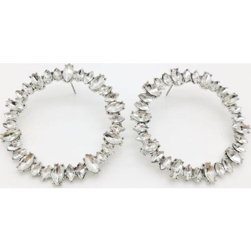 5 pair of exaggerated metal round cutout gold and rhinestone earrings fashion earrings Bridal accessories earrings