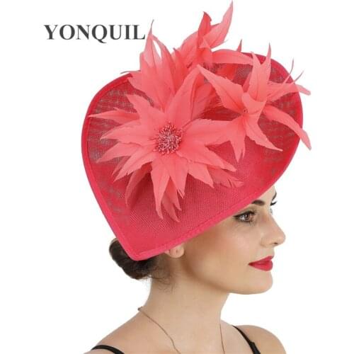 Bride Women Wedding Millinery Cap Fancy Amazing Fascinator Hat With Hair Clip Ladies Fashion Chic Headwear Feather Flower Hats