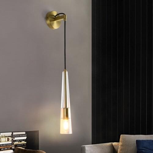 Modern Led Wall Lamp Glass Lampshade Long Line Sconce Bedside Lighting Indoor Gold Nordic Fixture Mirror Aisle Stair Decor Light
