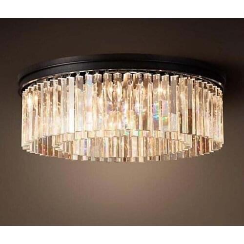 Modern Vintage Crystal Prism Chrome/black body Ceiling light Recessed Mount Ceiling Lamp for Home Hotel Restaurant Decoration WF