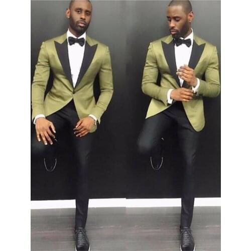Slim Fits Green Mens Evening Dress Toast Business Suits Handsome Groom Tuxedos Customzie Size (Jacket+Pants+Bow Tie) OK:991