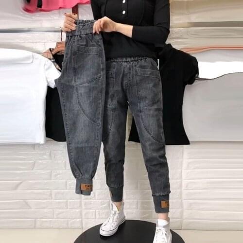ZHOUTAYLOR Woman Jeans Office Lady Autumn New Ankle-Length Trousers Femme More Than A Pocket High Waisted Harem Pants Female