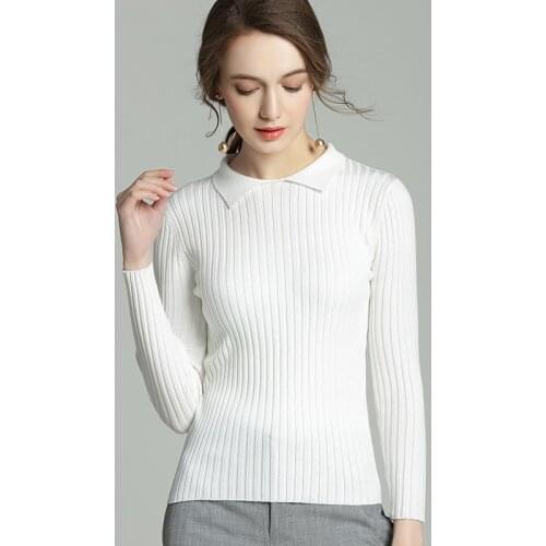 Autumn Winter Womens Ribbed Sweater 2018 Women White Sweater Womens Pullover Basic Rib Knitted Elasticity Casual Jumper Female