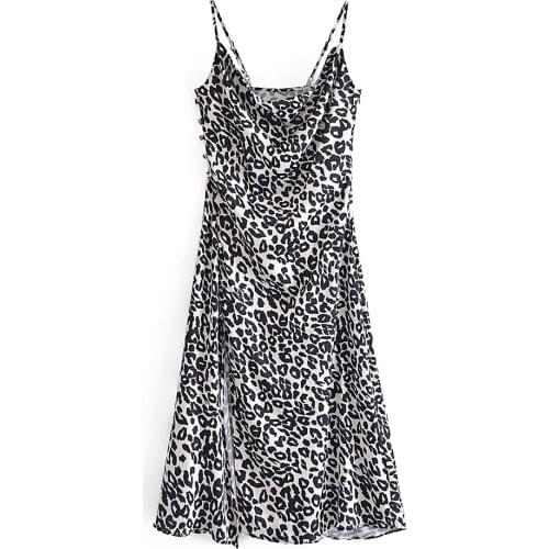 JC·KILIG 2021 Leopard Satin Suspender Dress W62302J