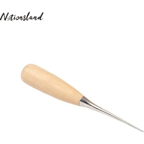 1pc Leather Sewing Awl Wood Handle Scratch Awl Tool Pin Punching for DIY Leather Craft Sewing & Stitching Tool
