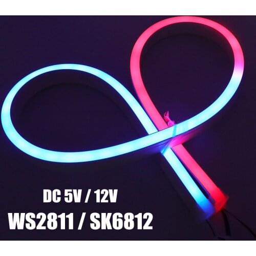DC12V WS2811 IC Neon Strip Waterproof Full Color RGB 5050 LED Strip Light DC 5V SK6812 Neon Sign Rope Tape Lamp Lighting