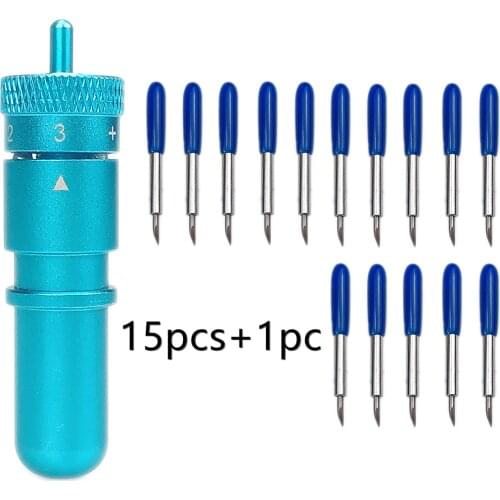 15pcs 60 Degrees Plotter Blades Vinyl Cutter Knife Carving Machine for Cricut+ 1pc Cricut Blade Holder