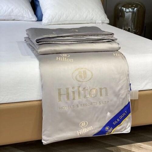 2021 Hilton Silk Quilt Hotel Naked Sleeping Air Conditioner Quilt Skin-friendly Summer Cool Washed Summer Quilt Gift Quilts