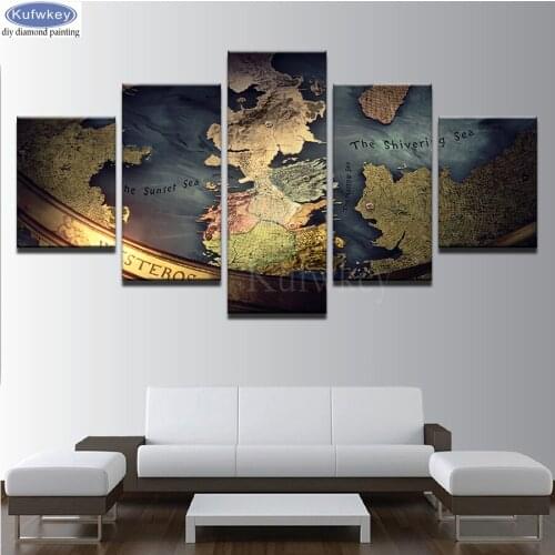 5D DIY Diamond Painting 5pcs world map Full Drill Mosaic Diamond Cross Stitch Diamond Embroidery sale Decoration Home A135