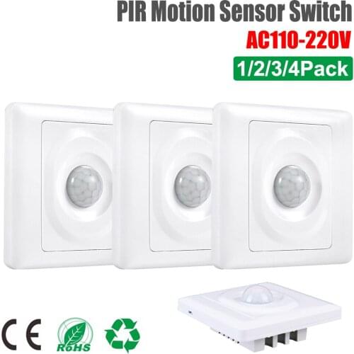 AC110-220V PIR Motion Sensor Switch Infrared Energy Saving Lamp Sensor Infrared Automatic Bulb Wall Switch Neutral Wire Required