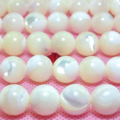 White Mother of Pearl MOP Smooth Round Loose Beads Wholesale Gemstone Semi Precious Stone Bracelet Necklace Diy Jewelry Making