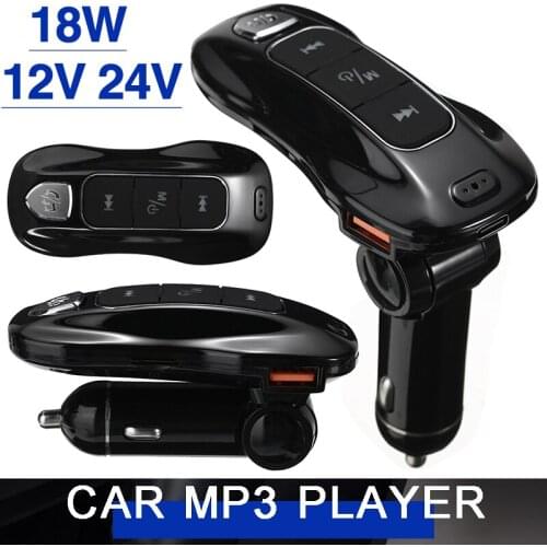 MAYITR 1pc Portable Wireless bluetooth 5.0 FM Transmitter QC3.0 Dual Port Fast Charging Car MP3 Player Kit Cars Accessories