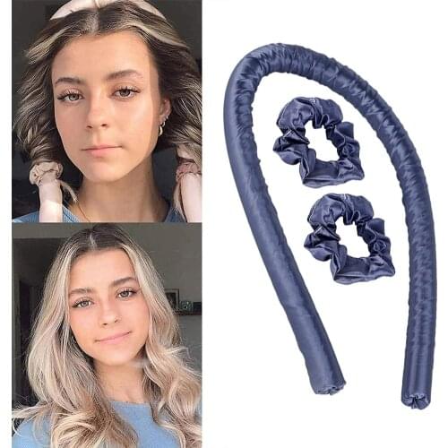 Heatless Hair Curlers For Long Hair To Sleep In Overnight No Heat Silk Curls Headband Ribbon and Flexi Rods for Hair Accessories