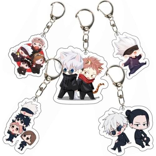 Anime JUJUTSU KAISE Keychain Gojo Satoru Itadori Yuji Cosplay Prop Accessory Acrylic Key Chain Keyring For Boy Girl Gift