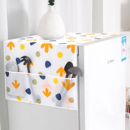 Waterproof Refrigerator Dust Cover with 2 Storage Pockets Washing Machine Top Cloth Oven Dust Proof Cover for Kitchen Bathroom