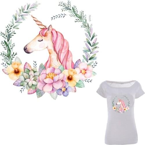 Flower Unicorn Stickers On Clothes Girls Unicorn Applique On Clothes New Diy Garment Accessory Heat Transfer Washable