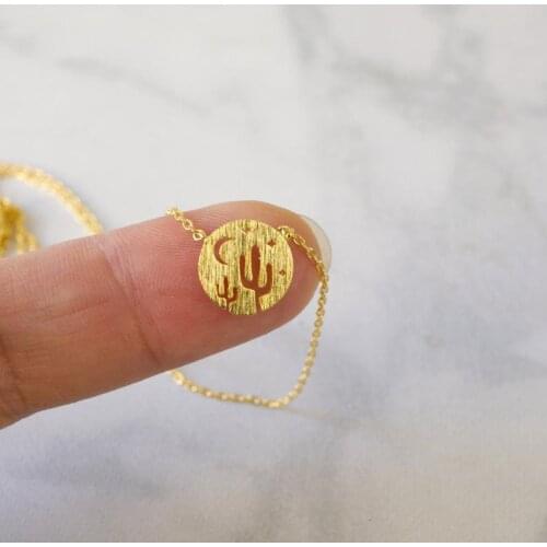 Desert Night Sky Crescent Moon Stars and Cactus Necklaces For Women Gifts Dainty Jewelry Stainless Steel Coin Pendants Best Gift