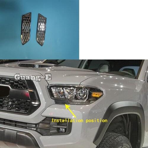 For Toyota Tacoma 2015 2016 2017 2018 2019 2020 Car Body Head Front Molding Eyebrow Trim Light Lamp Frame Sticker Cover Parts