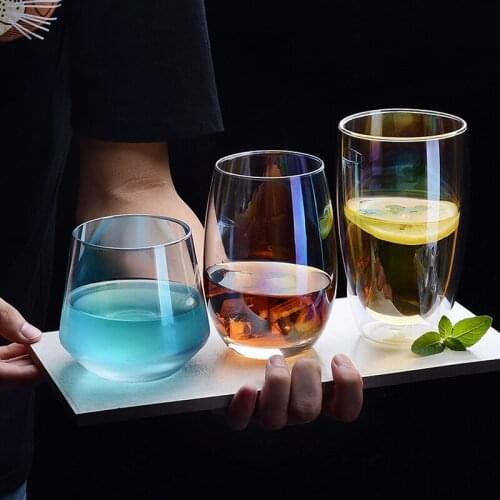 European Lead free crystal glass Seven colored rainbow Water cup Originality Glass water cup household Fairy glass cups