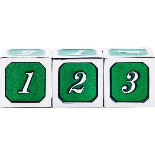 Haxtec Metal D6 Dice 3 Pack Emerald Green Metal Die DND Dice RPG