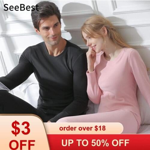 SeeBest Heated Long Johns For Women Men Winter Thermal Underwear Clothes Suit Warm Thermo Ropa Invierno Hombre Mujer Seek Jhon