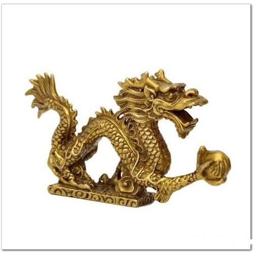 Chinese tibet brass Dragon figurine Statue Decoration