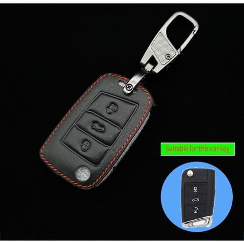 Leather Car Remote Key Cover Case Holder For Volkswagen Tiguan Golf Mk7 Seat Ibiza Leon Skoda Octavia Altea Aztec Accessories