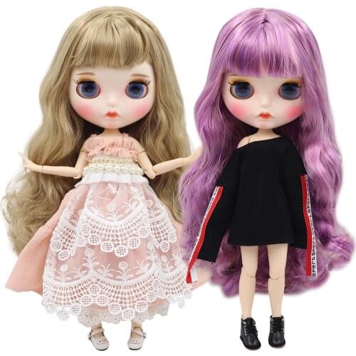 ICY DBS Blyth Doll 1/6 bjd joint body white skin matte face with eyebrow custom doll 30cm ob24 nude doll