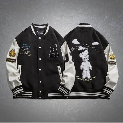 Japan Style Baseball Jacket Men Spring Casual Loose Patchwork Letters Printing Baseball Collar Rib Sleeve Bomber Jackets Mens