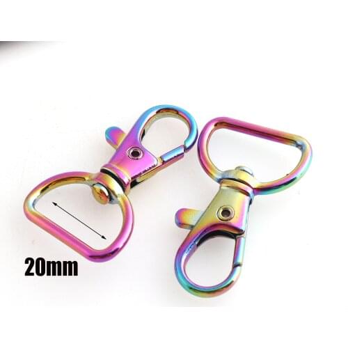 20mm Metal Swivel Clasp Key Ring Hook Findings Keychain Lobster Clips DIY Bag Strap Rainbow Keychain Base Lanyard Claw