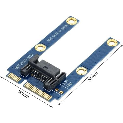 MSATA SSD to Flat SATA Adapter Card Mini PCI-E 7 Pin Hard Disk Drive PCBA Extension Converter Support Win2000 Win XP / 2003