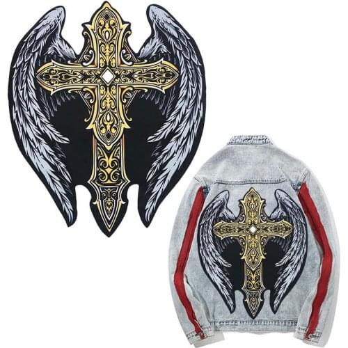 Oversized Cross Applique Paillette Fabric Sweater Clothes Patch Badge Sticker T Shirt Diy Decoration