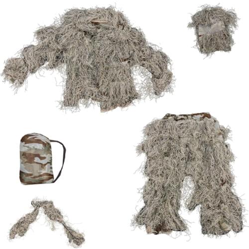Autumn Winter reed hay grass style camouflage Desert Bionic Ghillie Suits Military Hunting Paintball Clothes five-in-one suit