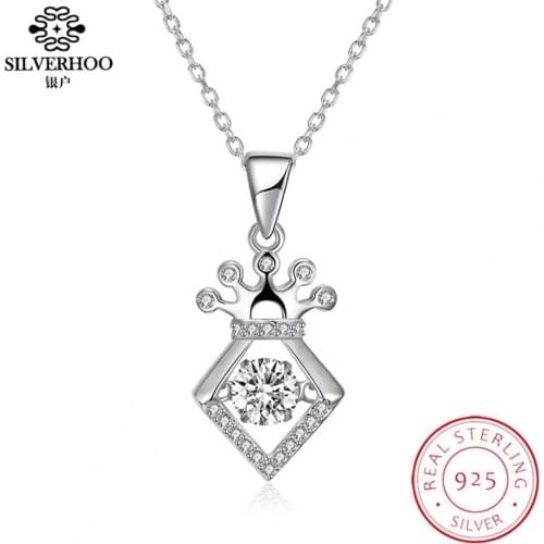 Crown Necklace 925 Sterling Silver Necklace Shiny Rhinestone Pearl Romantic Couple Cubic Zirconia Suitable Wedding Girl Jewelry