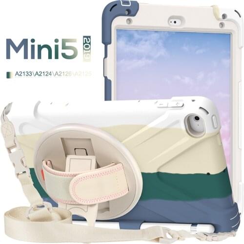 Full Body Protective Kids Shockproof Cover for iPad Mini Silicone Case 2019 Mini 4 5 Durable Cover with Shoulder Strap