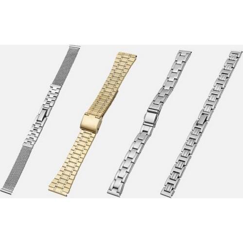 10mm 12mm 14mm 16mm 18mm Stainless Steel Watch Band Strap Bracelet Watchband Butterfly Clasps Silver Buckle For Women Men