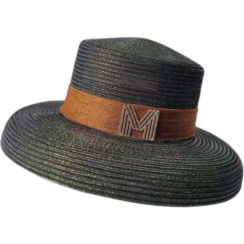 2021 New Fashion Letter Womens Sun Protection Summer Straw Hat Lampshade Cap European And American Pearl Bucket Hat