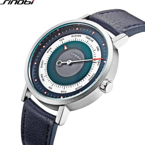 Sinobi Relogio masculin de luxo masculino pulseira de couro relógios esportivos homem relógio de quartzo à prova dwaterproof