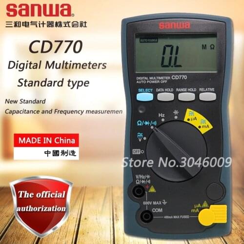 Sanwa CD770 Standard Digital Multimeter On-Off Beep Data Lockout Resistance / Capacitance / Frequency Measurement