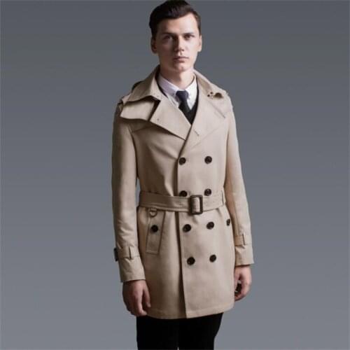 Detachable hooded mens trench coats spring autumn man Medium length coat men clothes slim fit overcoat long sleeve new designer