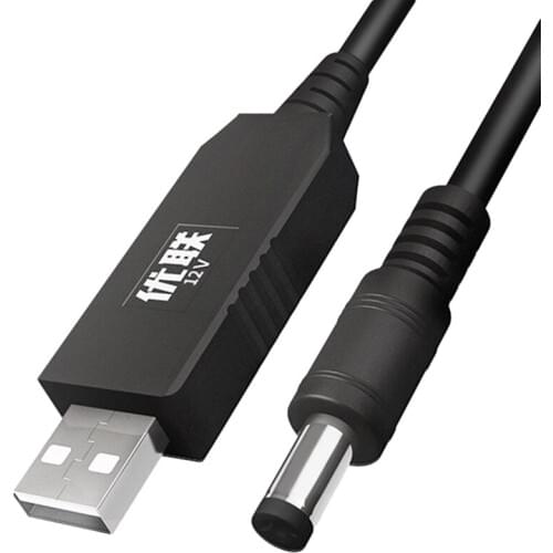 Unnlink 1M DC 5V to 12V 0.8-1A USB to DC 5.5x2.1mm Cable DC Boost Converter Step-Up Voltage Power Supply Module for Wifi Router