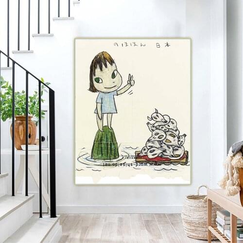 Yoshitomo Nara《Peace and Death》Cartoon Japanese Canvas Art Oil Painting Aesthetic Artwork Picture Wall Decor Home Decoration