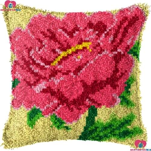 Latch Hook Rug Kits Pillow Printed Canvas Knooppakket Kleed La Casa De Papel Series Flower Embroidery Cushion Cover Accessories