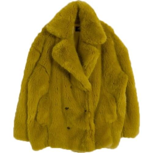 2020 new winter women fashion Korean loose short fake fox fur jacket Turn down collar casual faux fur coats A266