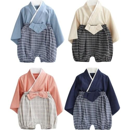 Retro Kimono Baby Girl Clothing Tops Short-sleeved Bathrobe Newborn Baby Kimonos Unisex Playwear Outfits Boys Clothing
